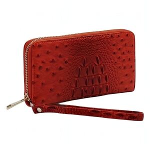 SALE Beautiful Vegan Leather Ostrich Design Red Wallet